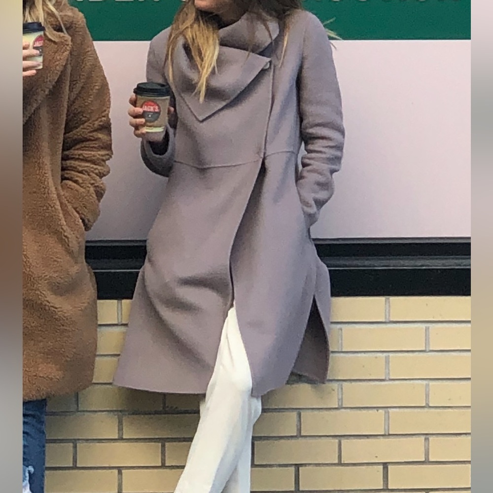 Halogen pea coat with high neck